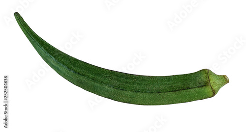 Okra, Ladyfinger, Bhindi (Abelmoschus esculentus) on the white photo