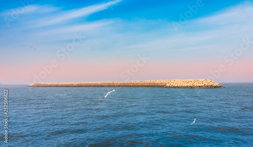 Sea and blue sky, arabian Sea, Around Mandwa jetty,Alibaug, Maharashtra, India