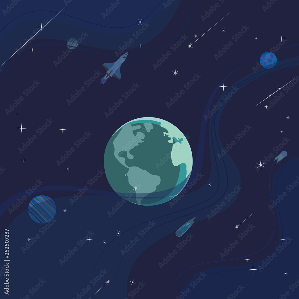 Fototapeta premium Outer space abstract cartoon background