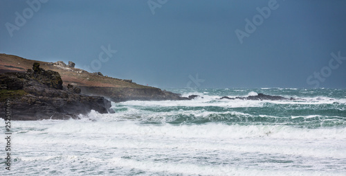 Dramatic stormy sea off the coast of Cornwall, UK