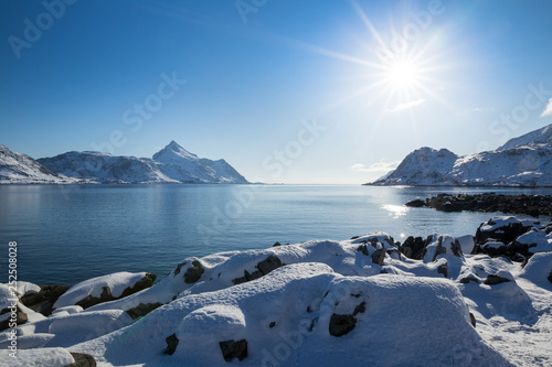 Winter landscape on Lofoten island in Norway