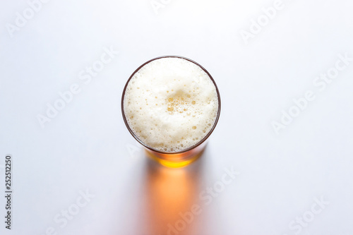 beer glass isolated on white background, top view.
