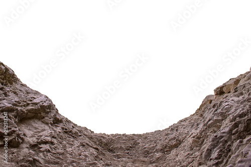 stone walls of a cave, isolate on a white background