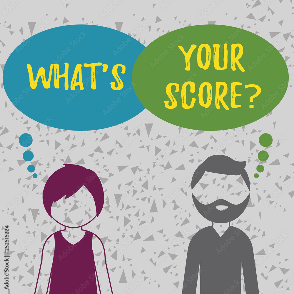 Word writing text What S Your Scorequestion. Business concept for Tell Personal Individual Rating Average Results Word writing text What S Your Scorequestion. Business concept for Tell Personal Individual Rating Average Results