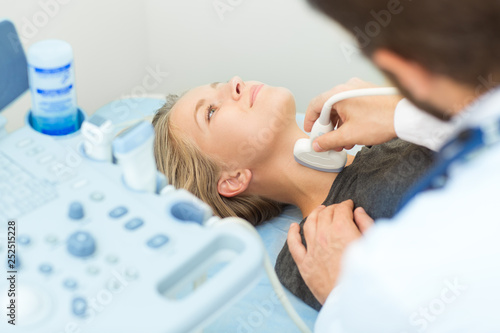 Young woman on ultrasound scanning at hospital