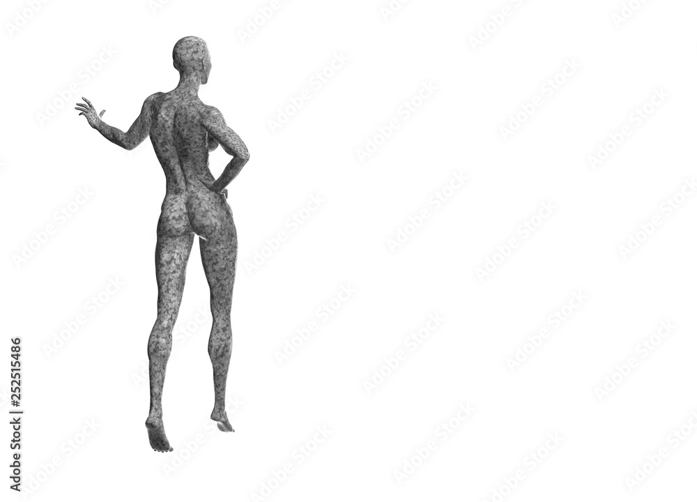 tall healthy fit sports girl made of marble isolated on a white background. 3d rendered medical illustration with copyspace for your text. Obesity and sports healthy lifestyle problems.