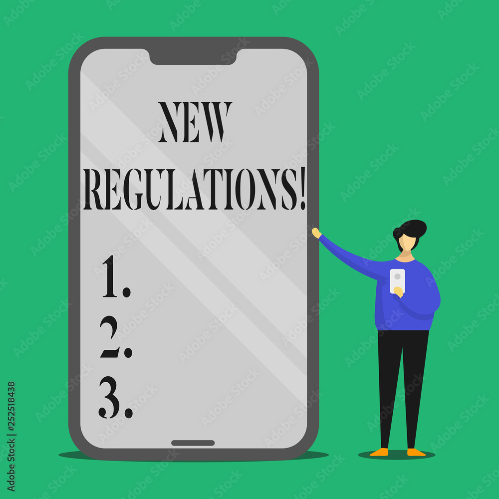 Text sign showing New Regulations. Conceptual photo Change of Laws Rules Corporate Standards Specifications Text sign showing New Regulations. Conceptual photo Change of Laws Rules Corporate Standards Specifications