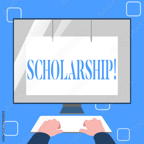 Handwriting text writing Scholarship. Concept meaning Grant or Payment made to support education Academic Study photo