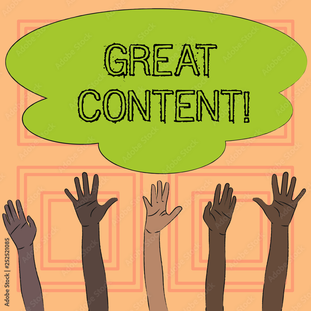 Text sign showing Great Content. Conceptual photo Excellent Information Valuable Interesting Good Convenient Text sign showing Great Content. Conceptual photo Excellent Information Valuable Interesting Good Convenient