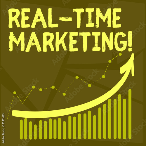 Conceptual hand writing showing Real Time Marketing. Business photo text Creating a strategy focused on current relevant trends photo