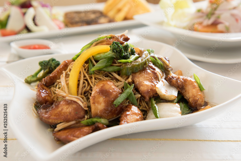 Chicken chow mein a popular oriental dish available at chinese take outs Chicken chow mein a popular oriental dish available at chinese take outs
