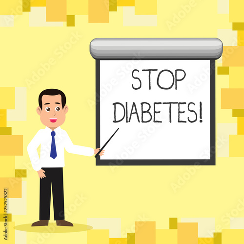 Word writing text Stop Diabetes. Business concept for Take care of your Sugar Levels Healthy Diet Nutrition Habits