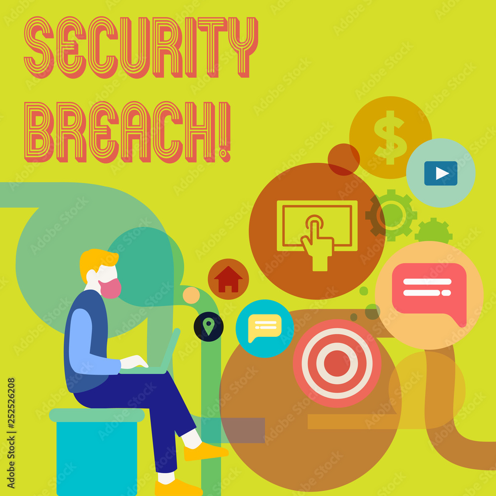Word writing text Security Breach. Business concept for Unauthorized access to Data Network Applications Devices Word writing text Security Breach. Business concept for Unauthorized access to Data Network Applications Devices