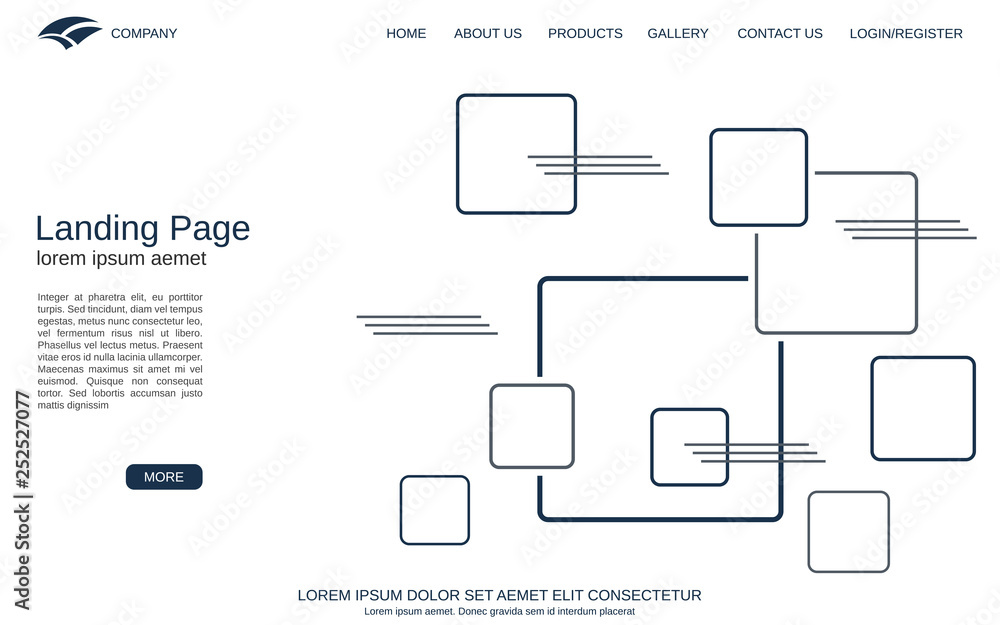Website landing page vector template. Minimalistic design background for webpage, banner and application Website landing page vector template. Minimalistic design background for webpage, banner and application