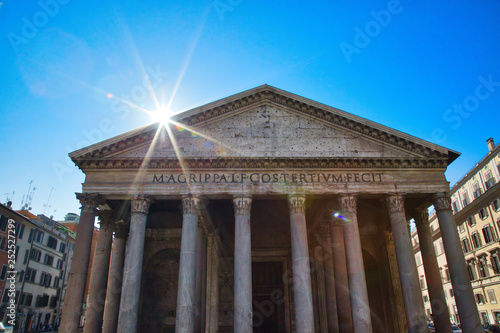 Rome, Italy-October 16, 2017: Scenic Rome streets near Roman Pantheon temple in historic city center