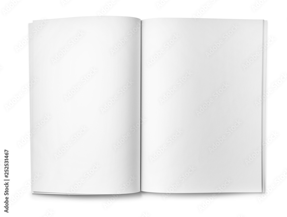Mockup of open blank brochure on white background, top view Mockup of open blank brochure on white background, top view