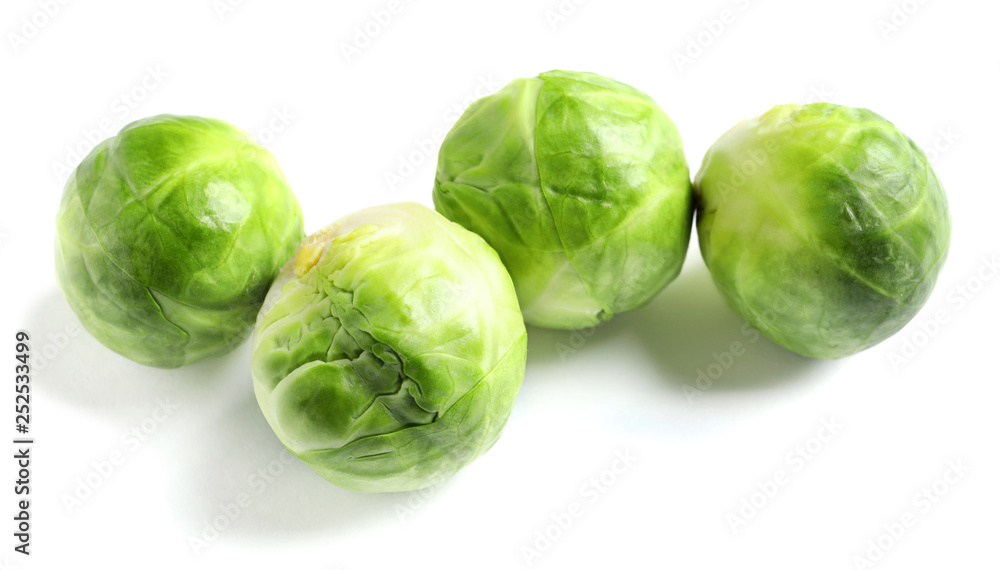Fresh tasty Brussels sprouts on white background Fresh tasty Brussels sprouts on white background