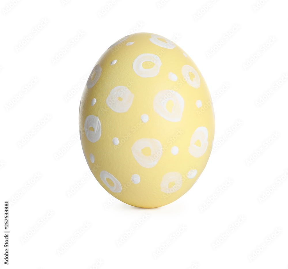 Beautiful painted Easter egg on white background