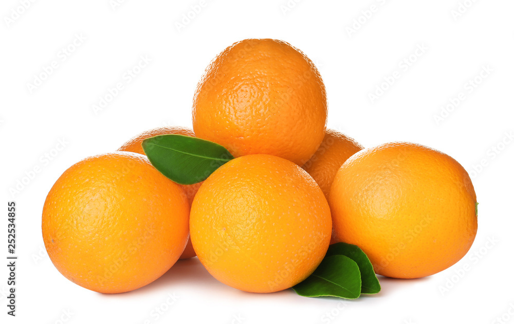 Pile of ripe oranges isolated on white Pile of ripe oranges isolated on white