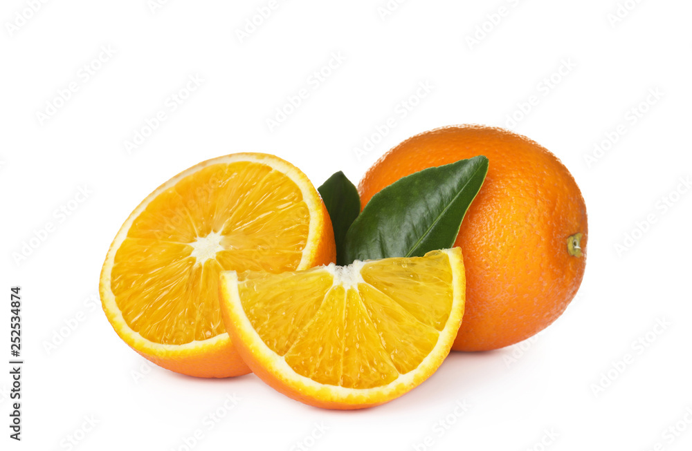 Fresh ripe oranges isolated on white. Citrus fruit Fresh ripe oranges isolated on white. Citrus fruit