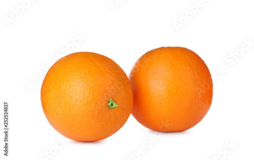 Fresh ripe oranges isolated on white. Citrus fruit