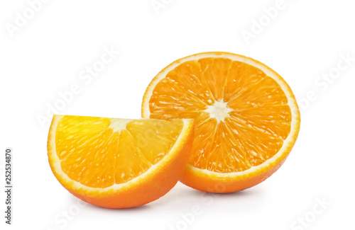 Cut orange isolated on white. Citrus fruit
