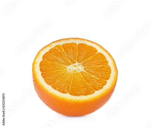 Half of ripe orange isolated on white