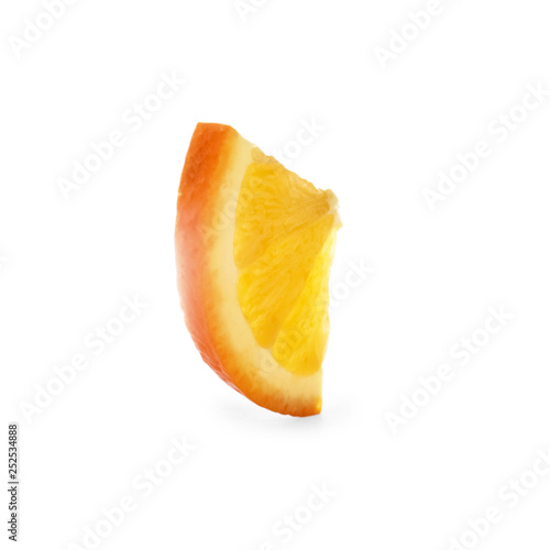 Slice of ripe orange isolated on white