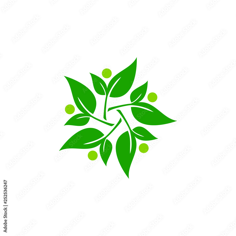 Modern Green Leaf Eco Icon Template Logo