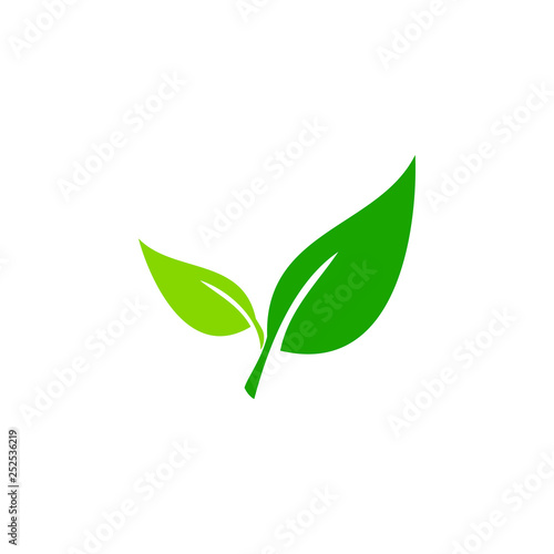 Modern Green Leaf Eco Icon Template Logo