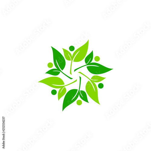 Modern Green Leaf Eco Icon Template Logo