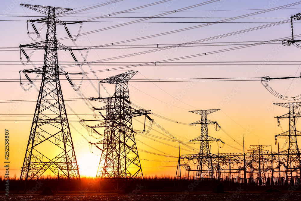 The Contour of Transmission Tower in the Background of Sunset The Contour of Transmission Tower in the Background of Sunset