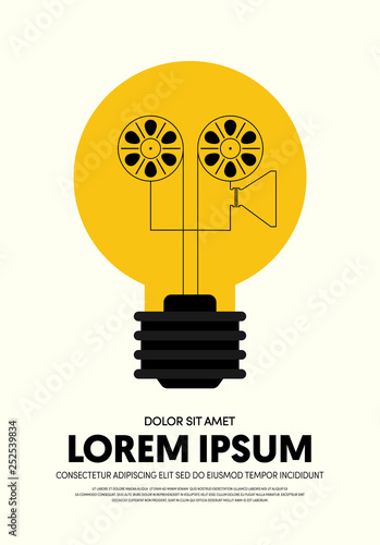 Movie and film poster design template background modern vintage retro style