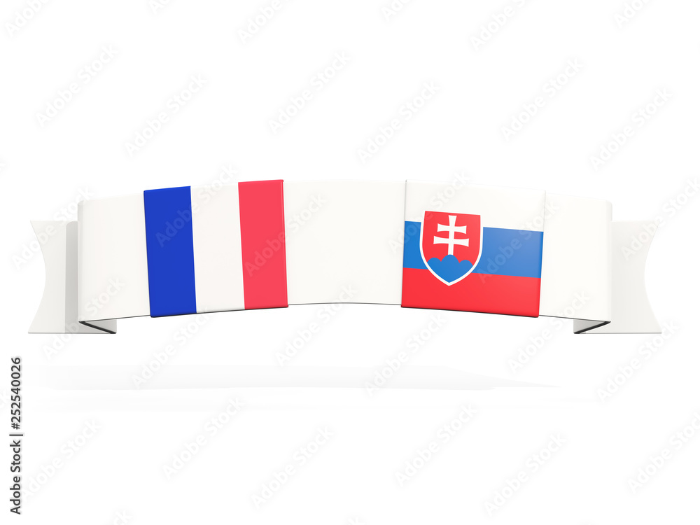 Banner with two square flags of France and slovakia Banner with two square flags of France and slovakia