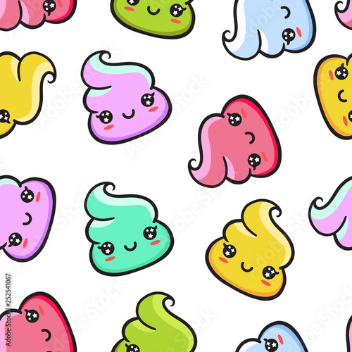 kawaii color poo emoji pattern