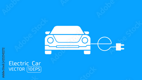 Electric car concept  icon on blue space BG