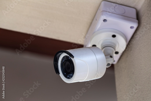 A white CCTV in a white theme house for safety live.