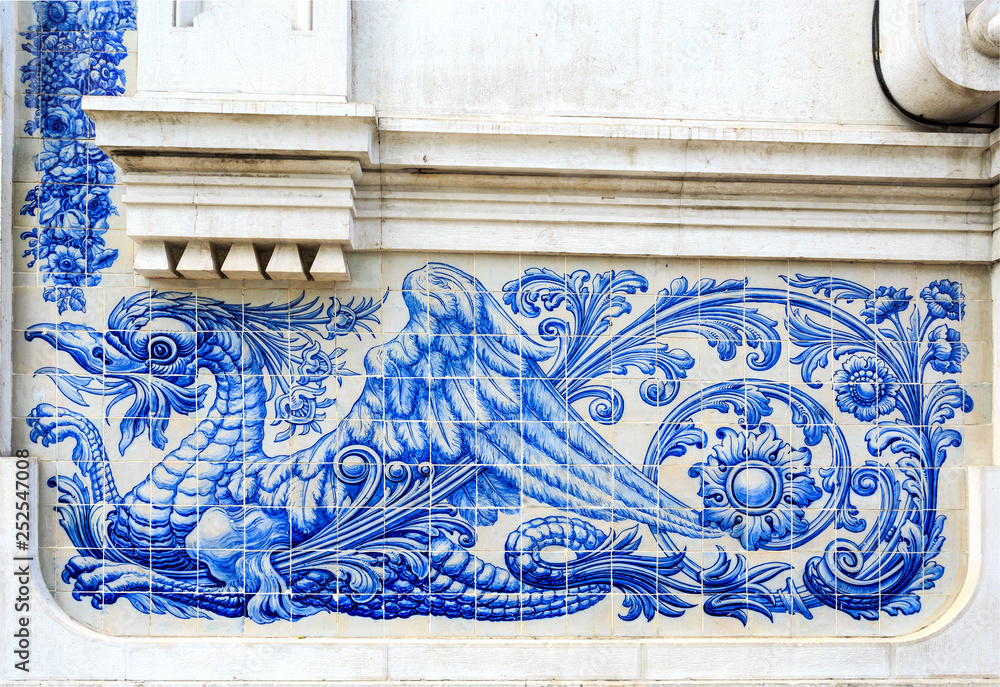 Naklejka premium Decorative Blue and White Tiles Panel
