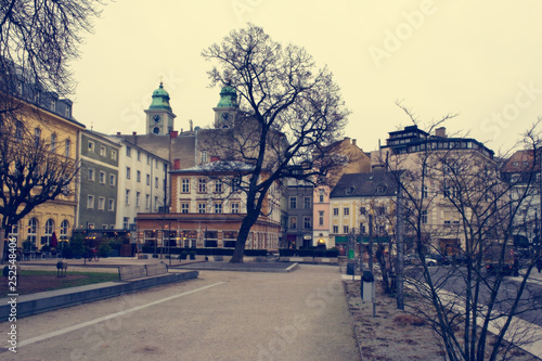 Linz, Austria. City center of Linz in wintertime.