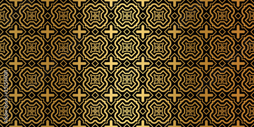 Luxury Traditional Ornamental Design. Modern Seamless Geometry Pattern. Vector Illustration. For Interior Design, Printing, Web And Textile Design. Black gold color