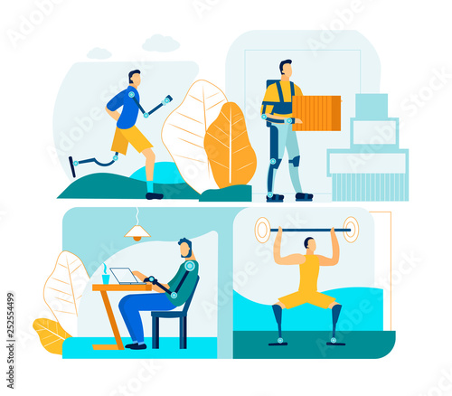 People with Prosthesis in Work and Life. Flat Set.
