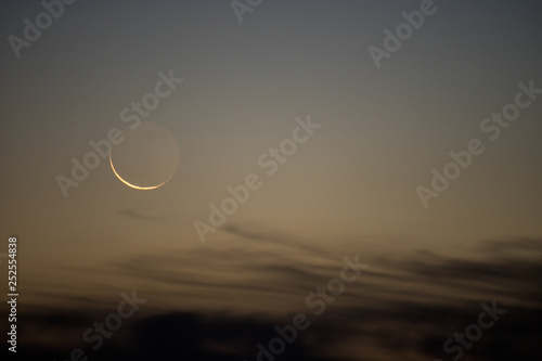 夜明けに登る新月前の月
