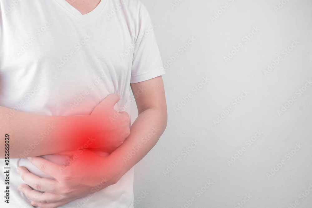 custom made wallpaper toronto digitalAsian Young men are suffering from stomach ulcers. gastritis Caused by the infection of H. pylori bacteria  healthcare and health problem concept