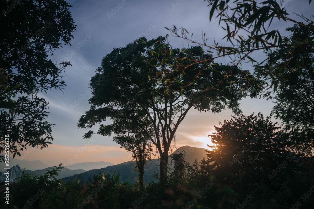 Sunset overlooking the city and mountains in the province of Vietnam Sunset overlooking the city and mountains in the province of Vietnam