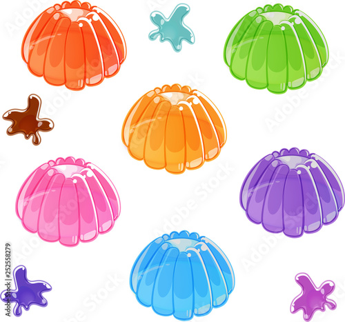 Colorful shiny jelly set. Isolated on white background