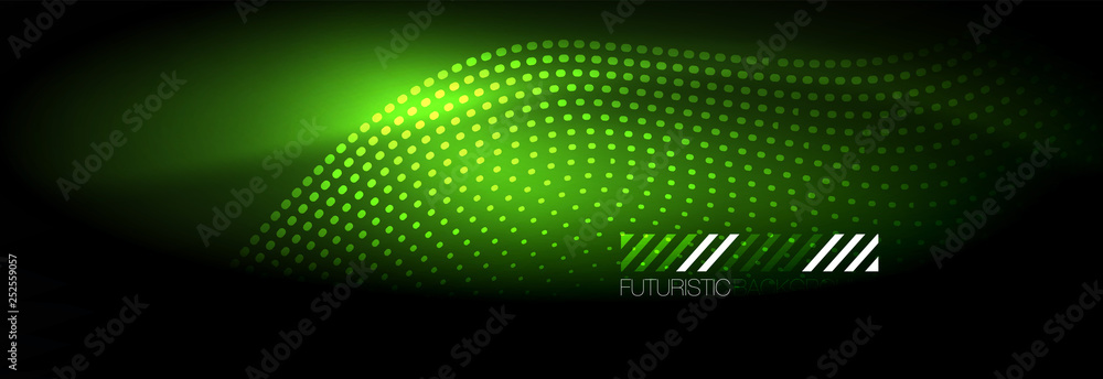 Glowing abstract wave on dark, shiny motion, Christmas and New Year magic space light. Techno abstract background Glowing abstract wave on dark, shiny motion, Christmas and New Year magic space light. Techno abstract background