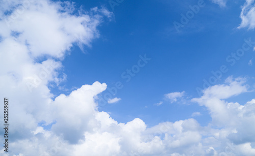 Scenery of bright cloudy blue sky in sunny day.