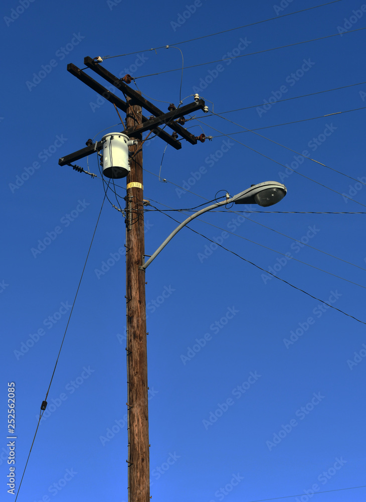 light pole with powerlines on top