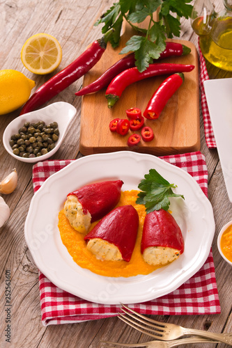 Stuffed piquillo peppers with cod.