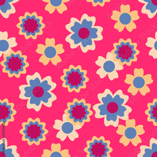 Seamless pattern with various floral elements. Colorful illustration in the style flat.